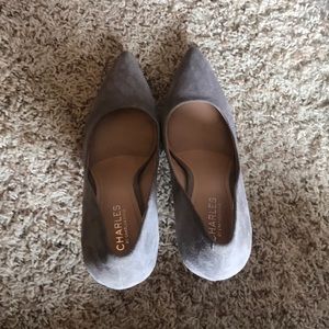 Gray Suede Pointed Toe Heels